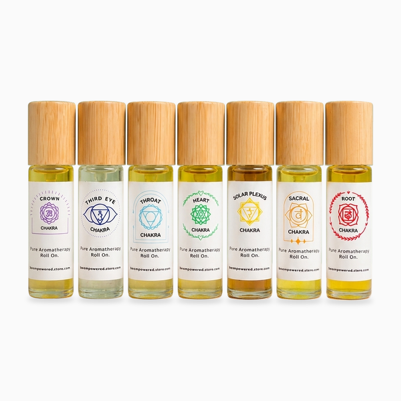 Chakra Roll-On Set on a soft white background