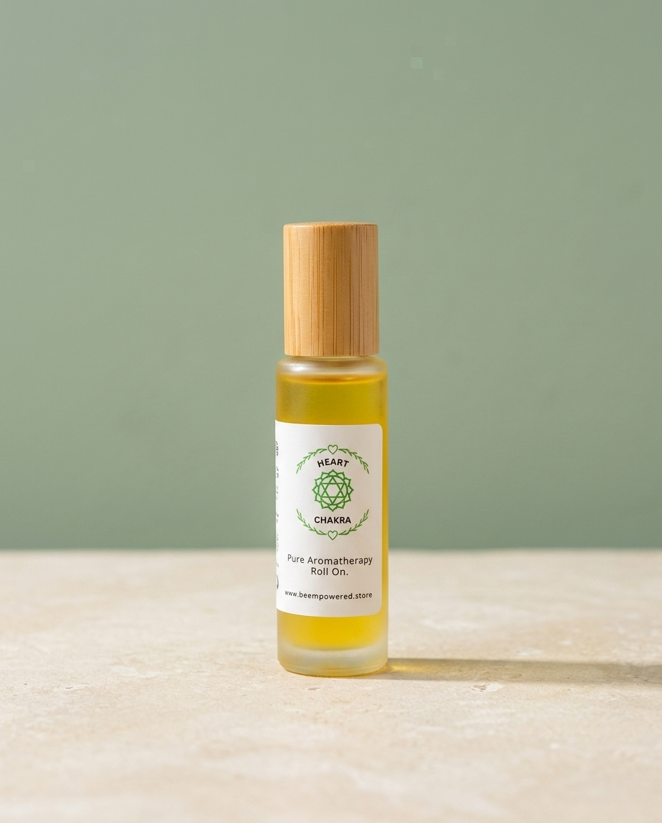 Heart Chakra Roll-On Blend on sage background